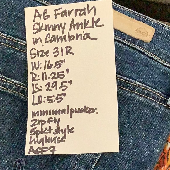 AG The Farrah High Waisted Skinny Side Slit Ankle Jeans / 10 Years Cambria Wash - Picture 10 of 10